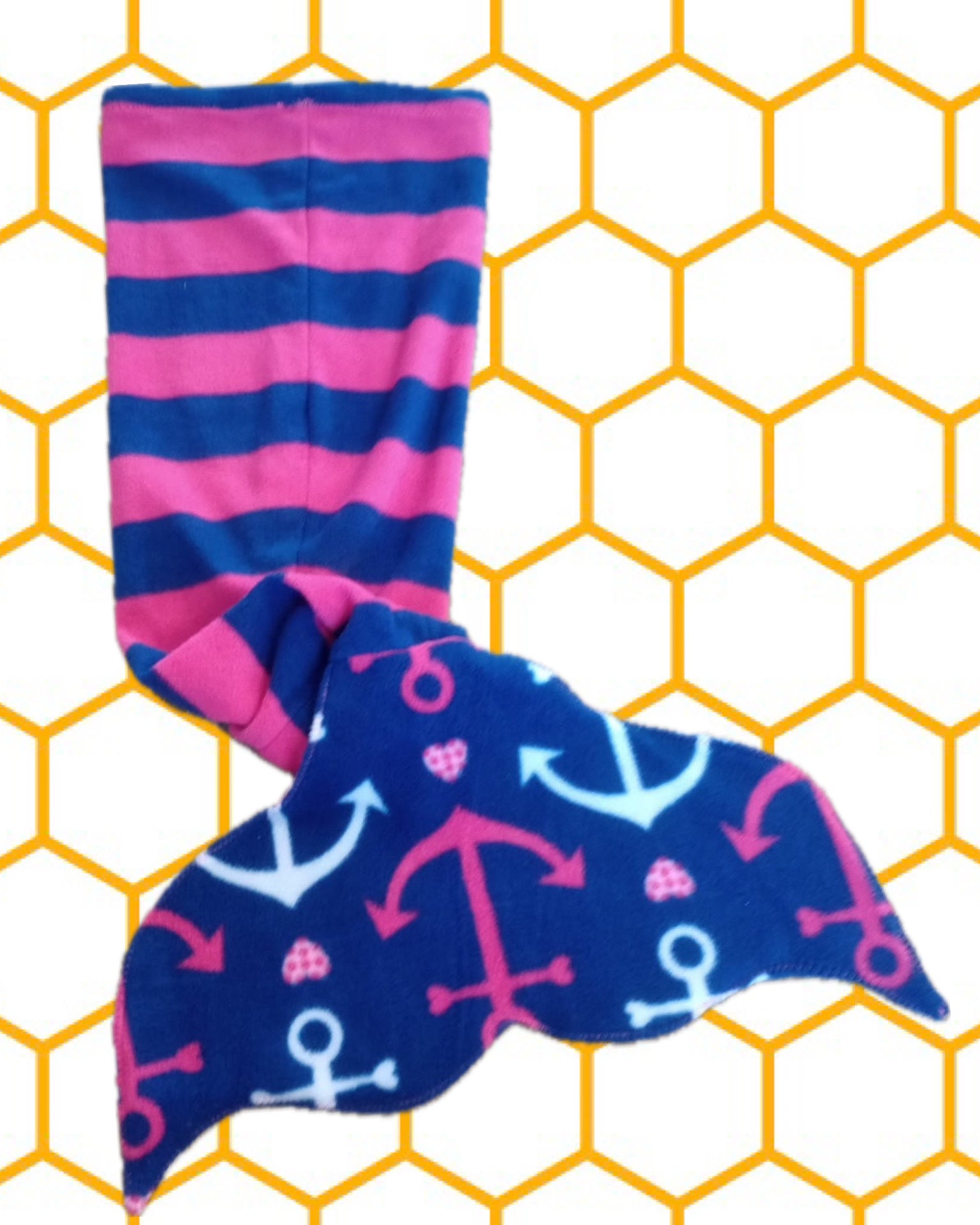 Blue and Purple Stripes with Anchors Mermaid Tail Blanket